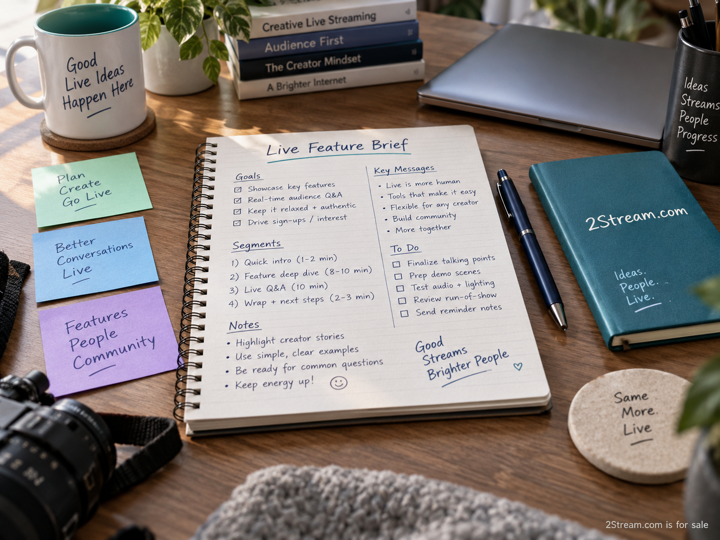 Editorial planning desk for briefs for live features