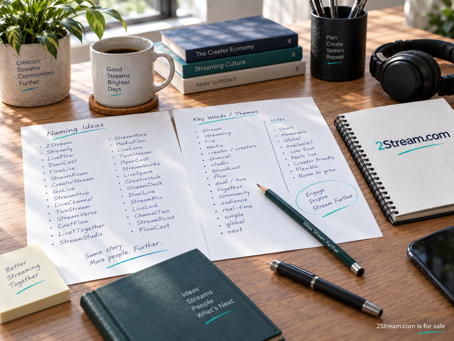 Editorial planning desk for naming a streaming product
